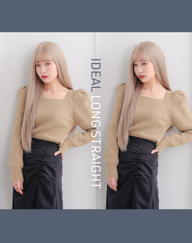 イデアールロングストレート アッシュベージュ 着用イメージ画像