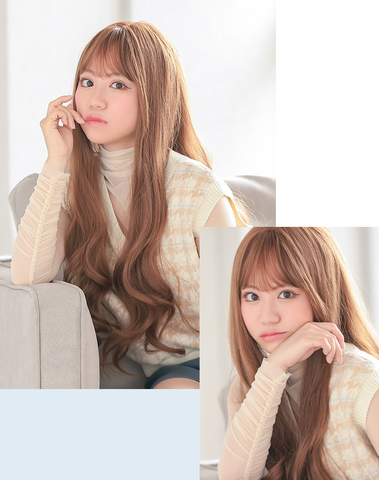 ルーセントカールロング アーモンドブラウン 着用イメージ画像