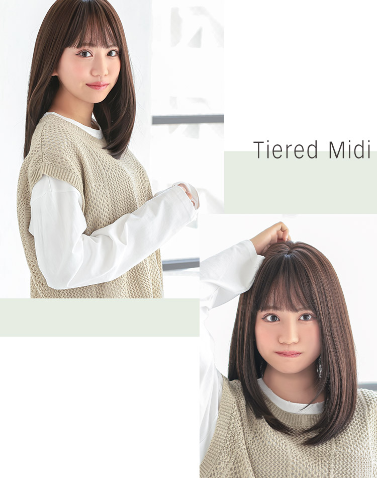 ティアードミディ ディープブラウン 着用イメージ画像