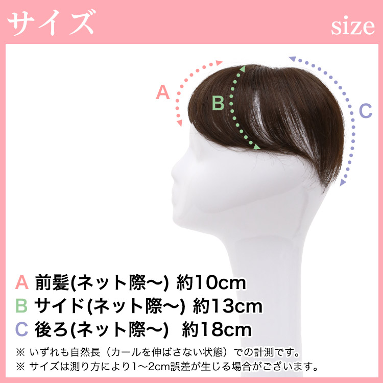 ヘアピース寸法サイズ写真