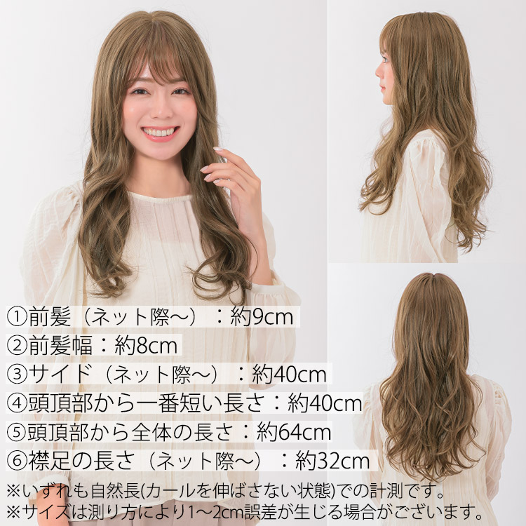 医療用ウィッグフロント・サイド・バックの写真