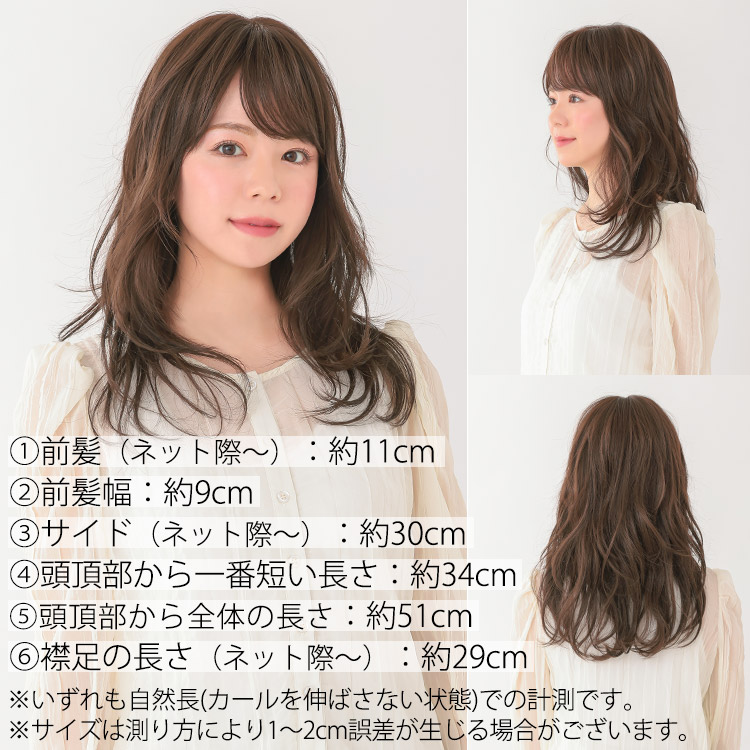 医療用ウィッグフロント・サイド・バックの写真