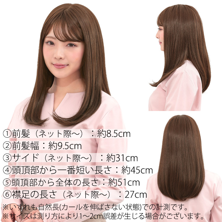 医療用ウィッグフロント・サイド・バックの写真