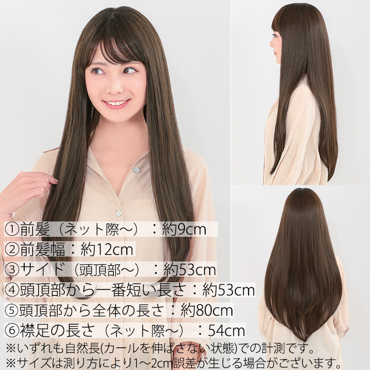 医療用ウィッグフロント・サイド・バックの写真