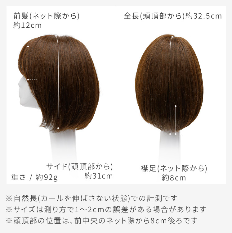 オリジナルカット医療用ウィッグ人毛ミックスフロント・サイド・バックの写真
