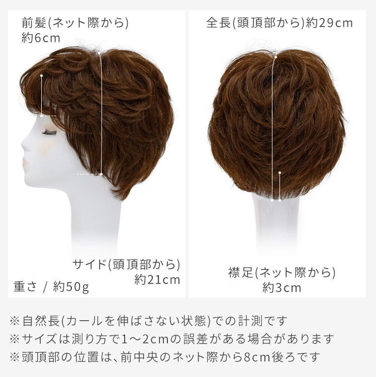 オリジナルカット医療用ウィッグ人毛ミックスフロント・サイド・バックの写真