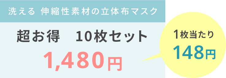 【10枚セット】洗える立体布マスク(フィルターポケット付き)はこちら