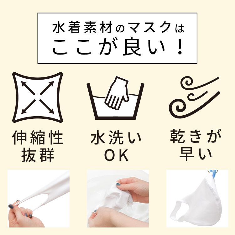 アクアドールのケア用品、洗える伸縮性素材の立体布マスク 水着素材のマスクはここが良い!