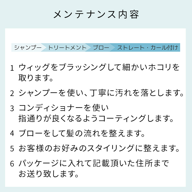 アクアドール直営サロン ウィッグメンテナンスチケットのメンテナンス内容説明画像