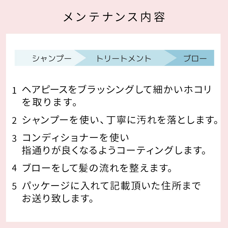 アクアドール直営サロン ヘアピースメンテナンスチケットのメンテナンス内容説明画像