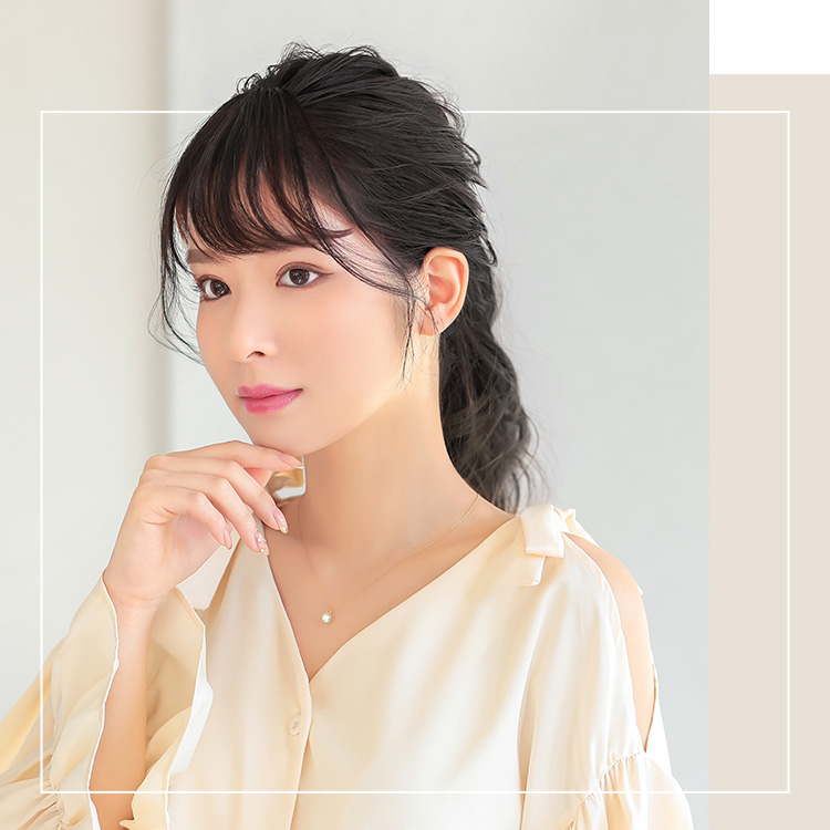 サイド付き流しバング 人毛100% 着用イメージ画像