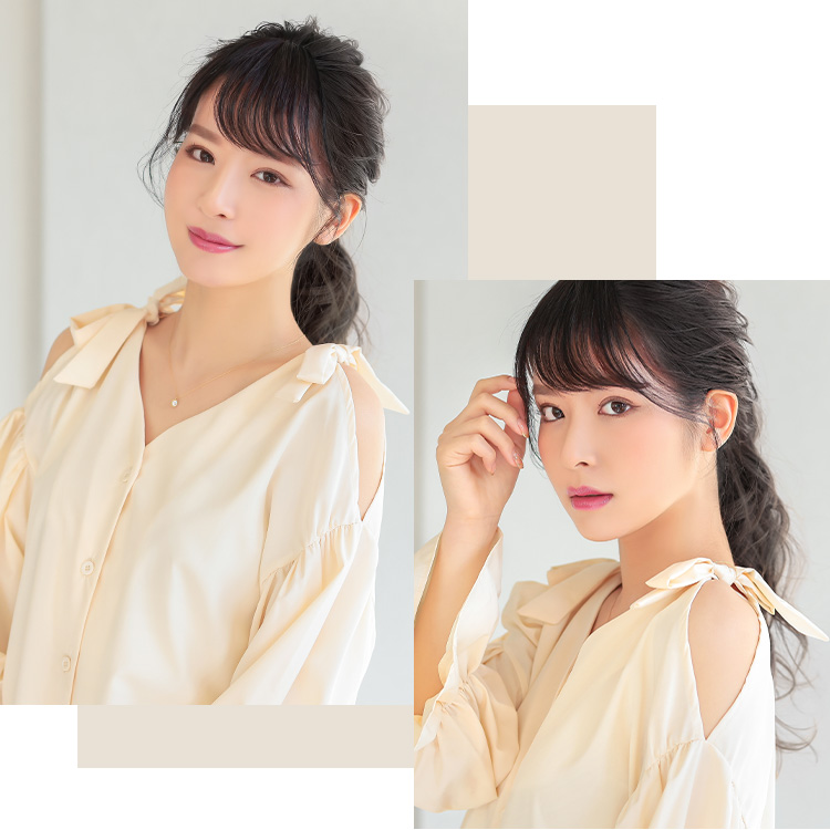 サイド付き流しバング 人毛100% 着用イメージ画像