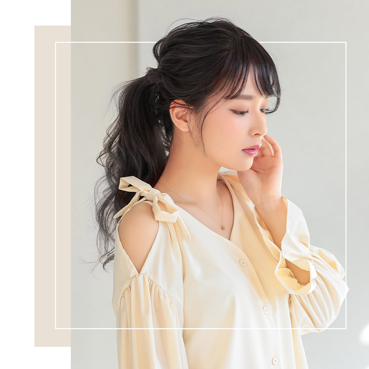 サイド付き流しバング 人毛100% 着用イメージ画像