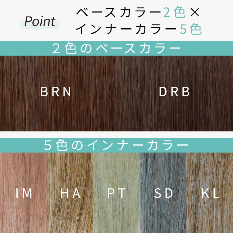 マカロンインナー医療用ウィッグはベースカラー2色×インナーカラー5色