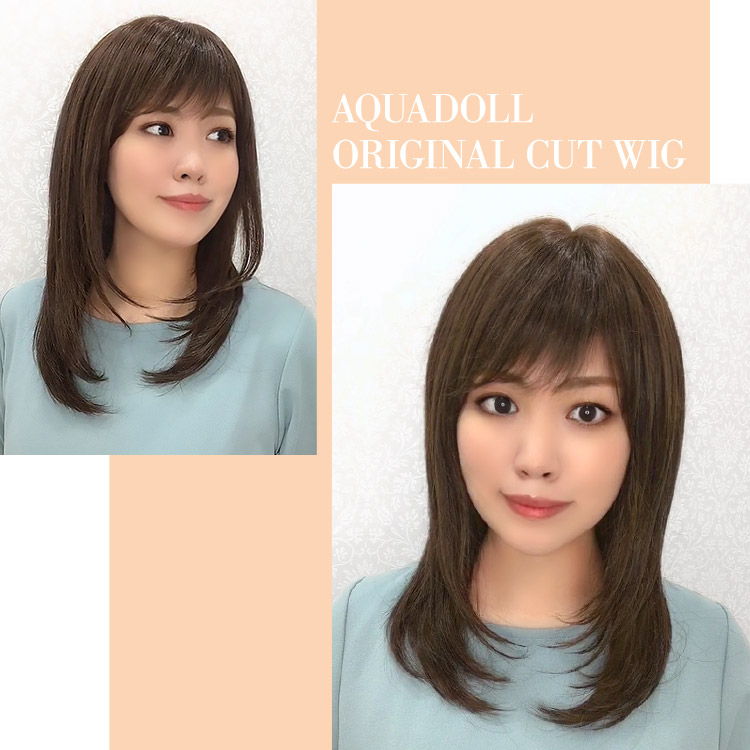上野サロンオリジナルカット ミディアムレイヤー人毛mix Slnue002 自然なウィッグ エクステの専門店アクアドール公式通販サイト