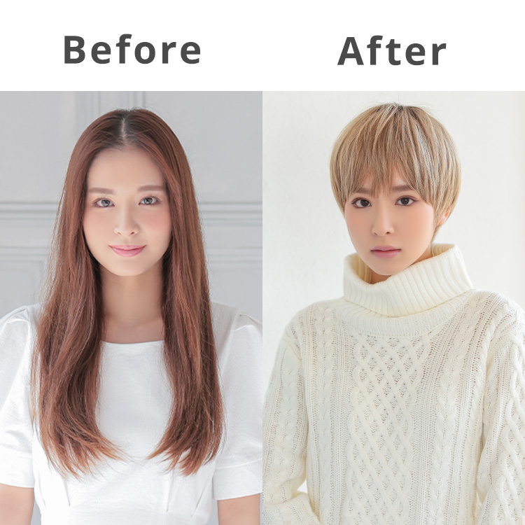 Dear Dolly ボーイフレンドショート着用「ビフォー/アフター」画像