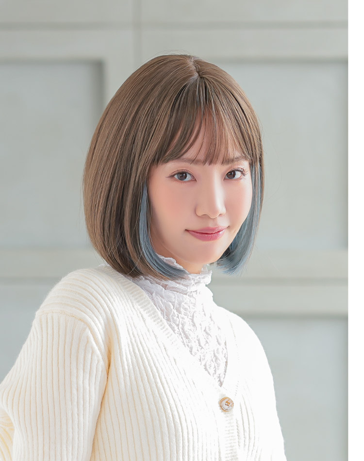 揺らめくイヤリングカラーボブウィッグ 着用イメージ画像